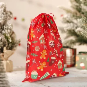 Custom Large Capacity Reusable Fabric Santa Sack Dust Non Woven Drawstring Christmas Gift Bag for Holiday Presents Packaging