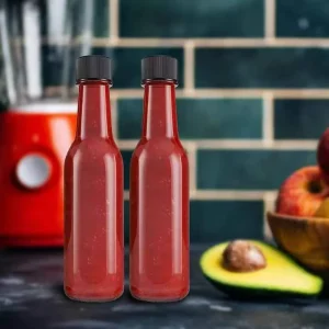 Custom Logo 100ml Hot Sauce Glass Bottle Home Seasoning Spice Glass Bottle with Plastic Lids