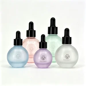 Custom Logo 10ml 20ml 30ml 50ml Spherical Shape Empty Essential Beard Hair Lotion Eye Skincare Oil Serum Dropper Glass Bottles