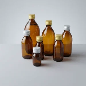 Custom Logo 60ml 125ml 200ml Amber Glass Oral Liquid Bottle Aluminum Screw Lid Empty Pharmacy Syrup Packaging Plastic