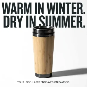 Custom Logo Bamboo Thermo Mug Sustainable Insulated Cup Warm in Winter Dry in Summer 450ml 500ml Corporate Gift