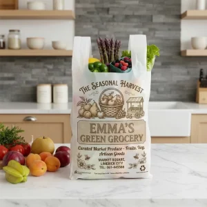 Custom Logo Biodegradable Recycled Shopping Bags Reusable and Eco Friendly Plastic Bags with Handles Customizable Logo