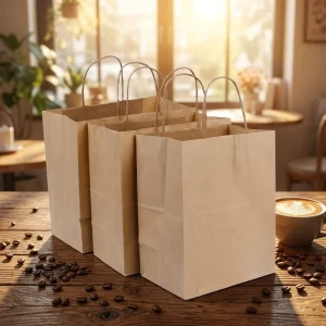 Custom Logo Brown Kraft Paper Bags Eco Friendly Disposable Takeaway Fast Food Packaging Bags