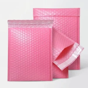 Custom Logo Bubble Mailers Poly Envelope Packaging Recycle Eco Friendly Postage Shipping Bags Pink Padded Wrap Mailing Bag