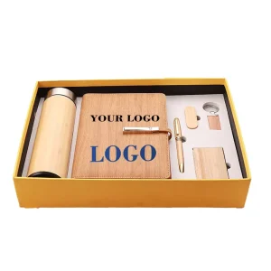 Custom Logo Business Wood Notebook Gift Box Set Bamboo Elements Promotional Corporate Meeting Gift