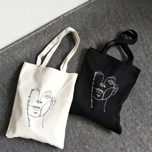 Custom Logo Canvas Eco Friendly Recyclable Shopping Grocery Tote Cotton Dust Tote Bag with Customizable Size & Color