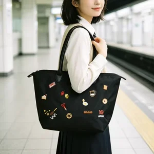Custom Logo Canvas Two Open Women Tote Bag Large Capacity Daily Shopping Shoulder Fashion Durable OEM ODM