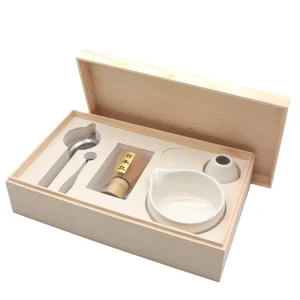 Custom Logo Ceremonial Matcha Tea Set with Wooden Gift Box Professional 7 Piece Bamboo Whisk & Ceramic Bowl Kit