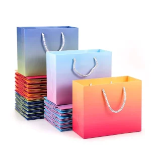 Custom Logo Classic Luxury Handmade Digital Laminated Eco Friendly Kraft Coated Paper Bags Cotton Rope for Promotional