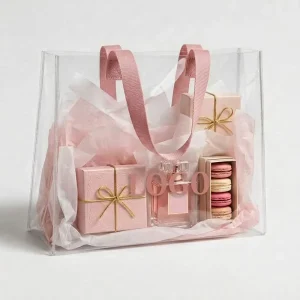 Custom Logo Clear PVC Tote Bag for Cosmetic Packaging Custom Size Color Transparent Jelly Makeup Bag