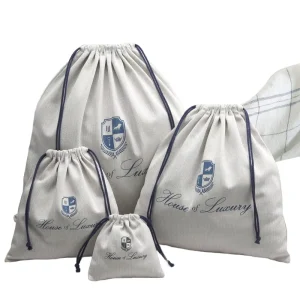 Custom Logo Cotton Drawstring Bag Multi Size Cotton Gift Pouch Dust Drawstring Bag for Jewelry Clothing Shoe Packaging
