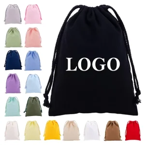 Custom Logo Cotton Drawstring Bag with Logo Embroidery Printing Promotional Gifts Packaging Bag Reusable Dust Bags for Storage