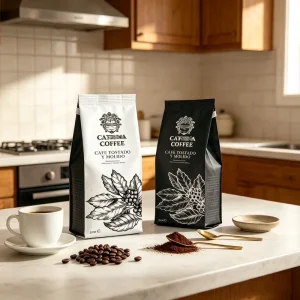 Custom Logo Design Food Grade Coffee Pouch White PET PE Zipper Flat Bottom Bolsa de cafe Packaging Bags