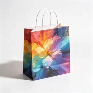 Custom Logo Design Kraft Paper Shopping Bag for Restaurant Use Bulk Andy Accept Printed Handles for Food Packaging Promotion