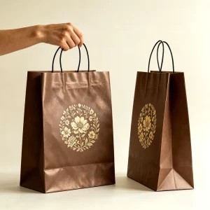 Custom Logo Design Kraft Paper Shopping Bag for Restaurant Use Bulk Andy Accept Printed Handles for Food Packaging Promotion