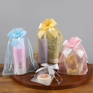 Custom Logo Drawstring Gift Pouch Organza Packaging Bags for Candy Jewelry and Industry for Sugar Storage Print Use