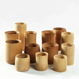 Custom Logo Drinking Bamboo Mug Water Wine Coffee Tea Wood Cup Solid Wood Natural Wooden Bamboo Tea Cup