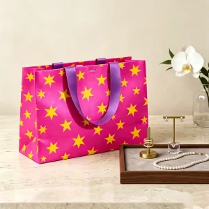 Custom Logo Durable Eco Art Paper Ribbon Handle Biodegradable Classic Paper Bags High End Clothing