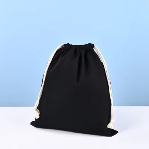 Custom Logo Durable Recyclable Casual Travel Bathroom Use Eco Friendly Black Color Customizable Size Drawstring Dust Bag