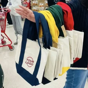 Custom Logo Eco Friendly Canvas Tote Bag Reusable Cotton Shopping Bag Multi Color Thick Canvas Handbags for Promotion