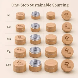 Custom Logo Eco Friendly Natural Bamboo Cosmetic Jar with Aluminum Inner for Face Cream Eye Balm Skincare Packaging