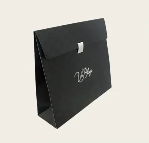 Custom Logo Eco Friendly White Card Paperboard Gift Bag with Die Cut Flat Satin Handle Printed for Clothing Shopping Bag