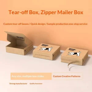 Custom Logo Eco Friendly Zipper Mailer Box Tear Strip Tape free Double sided Color Extra Hard Square Shipping Box