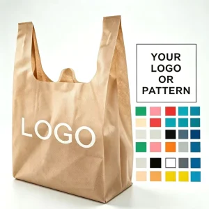 Custom Logo Eco Non Woven Vest Shopping Bags Reusable Grocery Tote Bags Supermarket Takeaway Packaging Plastic Bag Alternative