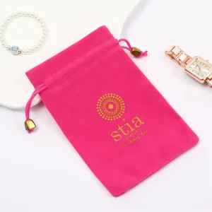 Custom Logo Eco Suede Drawstring Bag Pouch Velvet Jewelry Packaging Pouches Dust Bag for Jewellery
