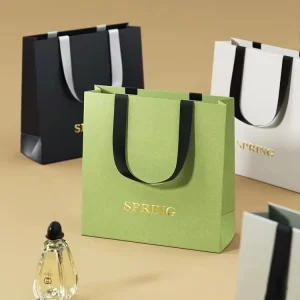 Custom Logo Embossed Card Paper Bags Twisted Handles Offset Printing for Supermarket Exhibition Promotion