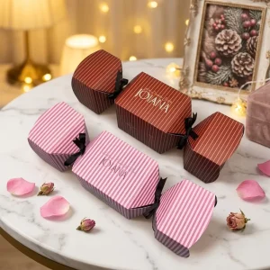 Custom Logo Embossed Recyclable Candy Shape Paper Cracker Box for Christmas Easter Holiday Gift Jewelry Packaging