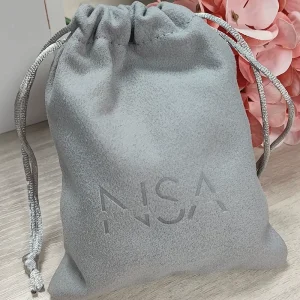 Custom Logo Embossed Soft Light Blue Plush Velvet Pouch for Handbags Shoes Clothes Dust for Fur Storage