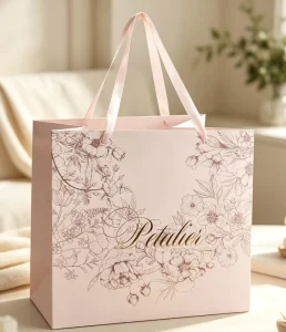 Custom Logo Embossed UV Coated Hot Stamped Coated Paper Gift Bags Bulk Retail Boutique Packaging Shopping Bags