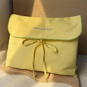 Custom Logo Embroidered Organic Cotton Canvas Envelope Bag with Dust Pouch for Jewelry and Gift Promotion