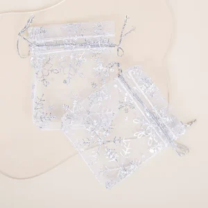 Custom Logo Exquisite Snowflake Design Polypropylene Jewelry Organza Gift Pouch Bag for Makeup Use and Shopping