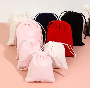 Custom Logo Fine Jewellery Bag Multi Color Dust Bags Soft Velvet Gift Packaging Drawstring Pouch Storage Bag