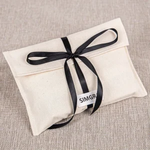 Custom Logo Flap Dust Bag Recyclable Cotton Bag Ribbon Factory Price Envelope Packaging Pouch for Cosmetics and Perfume