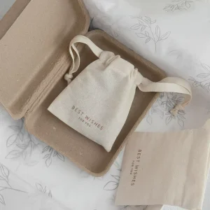 Custom Logo Folding Dust Bag Natural Cotton Canvas Mini Shoulder Closure Gift Jewelry Pouch Drawstring Bag Wedding Gift Bag
