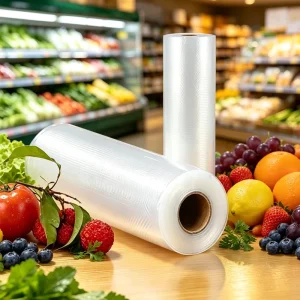 Custom Logo Fruit PE Clear Plastic Bags for Fresh Produce for Supermarkets Vegetable and Fruit Roll Film Packaging