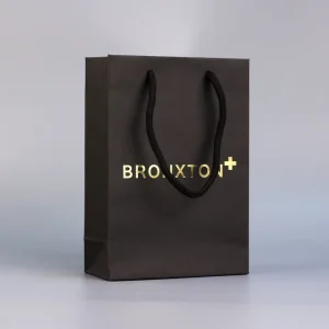 Custom Logo Gift Mate Black Bags Environmental Degradable Material Made in China Silver Foil Printing Paper Bag for Shopping