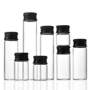 Custom Logo High Borosilicate Test Tube Glass Bottle Glass Vials Clear Match Storage Jar with Screw Cap
