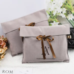 Custom Logo High End Envelope Velvet Clothing Shoes Storage Dust Bag Luxury Velvet Hair Hat Packaging Envelope Pouch