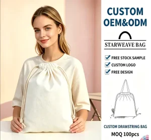 Custom Logo High Quality Canvas Dust Bags for Handbags Drawstring Bag Gift Application OEM ODM