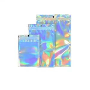 Custom Logo Holographic PE PET Plastic Bag with Zipper Factory Direct Smell Proof Feature