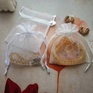 Custom Logo Jewelry Organza Drawstring Pouch Jewelry Gift Pouch Soft Jewelry Packaging Bag