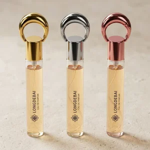 Custom Logo Keychain Perfume Bottle Empty 10ml 15ml 20ml Round Glass Perfume Bottle Crimp Perfume Bottle with Zamac Cap