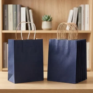 Custom Logo Kraft Bag Luxury Shopping Bag White Kraft for Fashion Boutique Elegant Brand Display