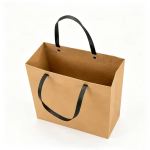 Custom Logo Kraft Paper Bag Brown Shopping Bag with Handles Plain Packaging Tote Bag with Metal Rivets Bulk for Grocery