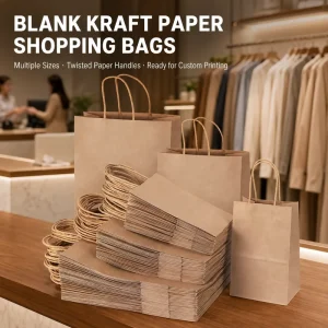 Custom Logo Kraft Paper Bags with Twisted Handles Paper Shopping Bags for Boutique Gift Retail Takeaway