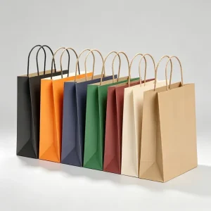 Custom Logo Kraft Paper Gift Bags Multi Color Twisted Handle Paper Shopping Tote Carrier for Boutique Retail Packaging
